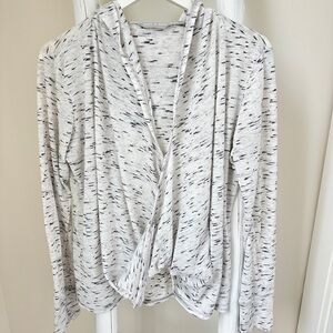Harmony Balance Criss Cross Front Hooded Long Sleeve Activewear Top Size Large